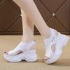 casual fish mouth Roman shoes - White