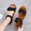 Beef tendon soft bottom one-word sandals - One word. Black