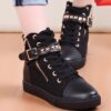 Starry Glow Vegan Leather Lace-Up Boots - Black