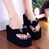 new high-heeled flip-flops - Black