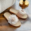 flowers breathable casual linen slippers - Beige