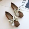 soft-soled bowknot fairy style shoes - khaki