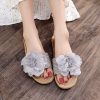 flowers breathable casual linen slippers - grey