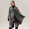 Shawl 23 - Horizontal stripes geometry-blue orange