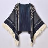 Shawl 29 - Pullover tassel shawl navy blue