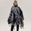 Shawl 23 - Cross Plum Blossom-Navy Blue