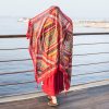 Shawl 26 - A25 ethnic wine red