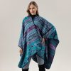 Shawl 23 - Horizontal stripe pattern-lake blue