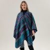 Shawl 23 - Horizontal stripes geometry-purple blue