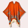 Shawl 29 - Colorful black bird orange