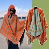 Shawl 16 - WHKS075C-Large plaid orange