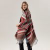 Shawl 23 - Ethnic style horizontal stripes-reddish brown