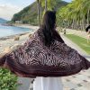 Shawl 38 - Zebra pattern wine red edge