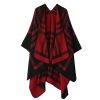 Shawl 21 - Striped plaid-red