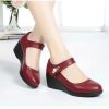 High-quality genuine soft leather soft sole mother's leather shoes - Claret