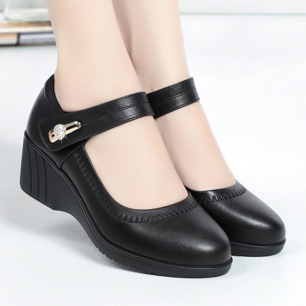 High-quality genuine soft leather soft sole mother's leather shoes