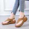 Women's summer new wedge toe sandals - Light brown