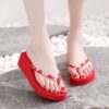 Luxe Faux Leather Girl Slippers - Red