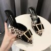Vegan Leather Heeled Girl Shoes - Leopardprint