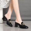 patent leather Muller shoes for girls - Black