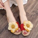 flowers breathable casual linen slippers - Image 3