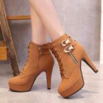 Vegan Leather Chunky Heel Girl Shoes - Image 5