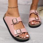 Rainbow Puff Faux Leather Glitter Slides - Image 8