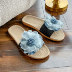 flowers breathable casual linen slippers - Image 5