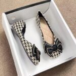 Houndstooth single shoes for women