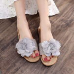 flowers breathable casual linen slippers - Image 8